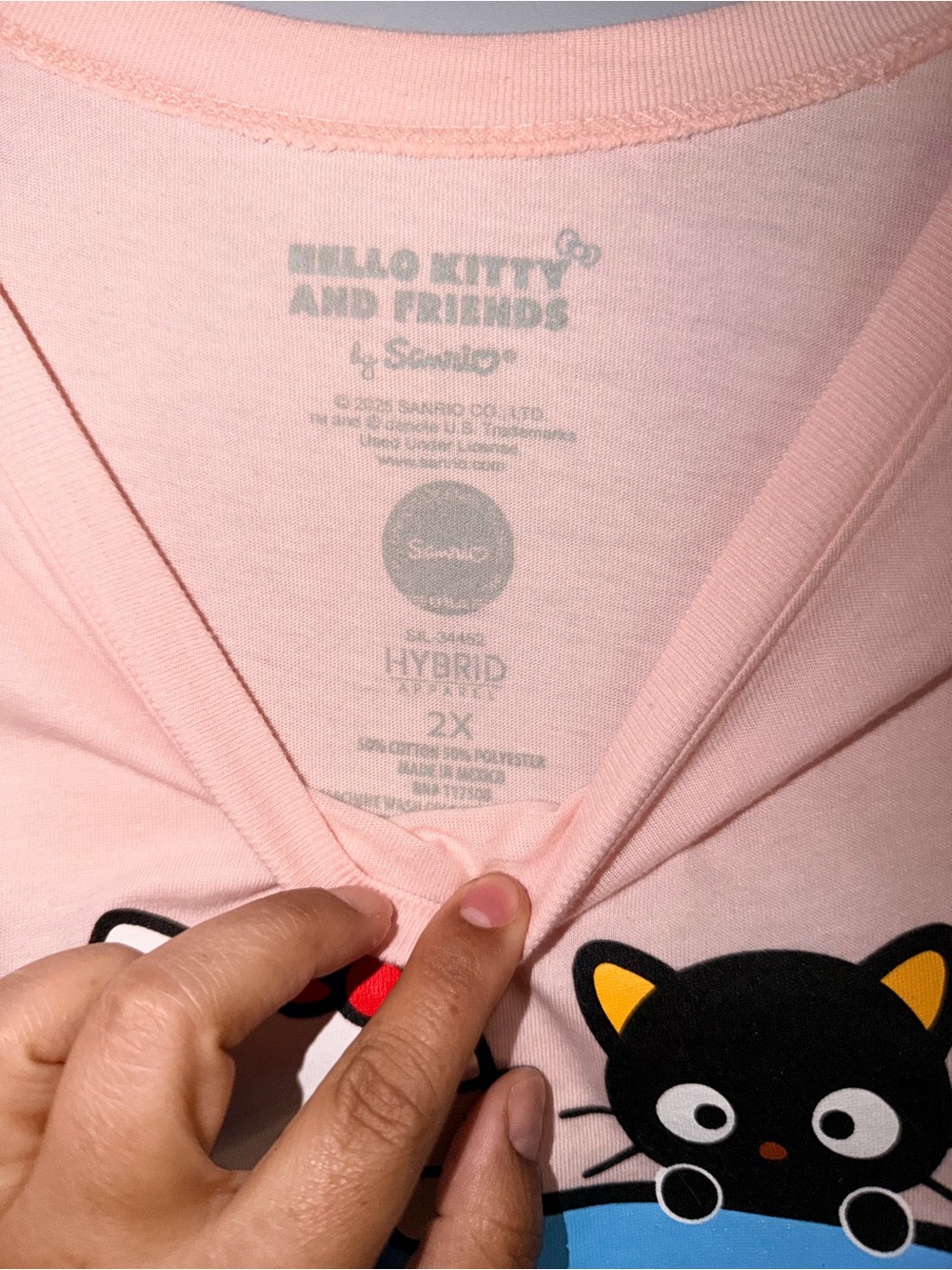 🌈NWOT Sanrio Hybrid Hello Kitty and Friends Pink T-shirt size 2XL - Picture 2 of 3